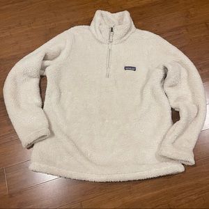 Patagonia Los Gatos Ivory Fleece Sherpa Quarter Zip Pullover - Large